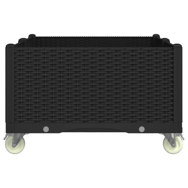 vidaXL Pflanzkasten mit Rollen Schwarz 100x80x54 cm PP