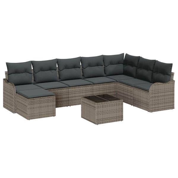 vidaXL Gartensofa-set Grau Poly-Rattan