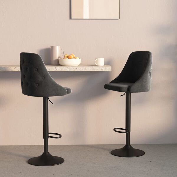 vidaXL Barhocker 2 Stk. Dunkelgrau Samt