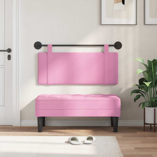 vidaXL H&auml;ngevorderseite Wandmontiert Uni Rosa 110 x 55 x 5 cm Stoff