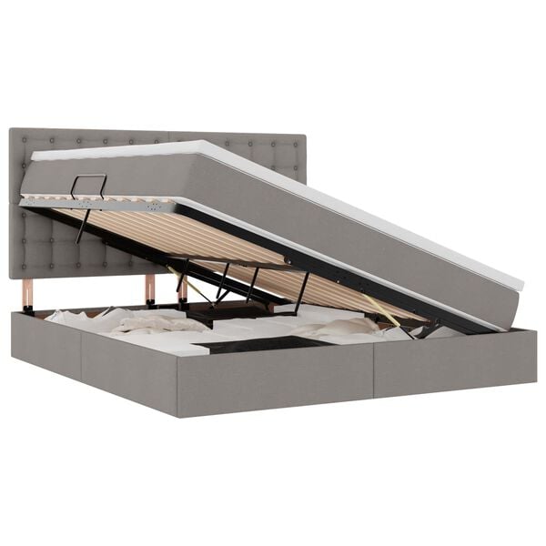 vidaXL Bett mit Stauraum und LED mit LED Taupe 180 x 200 cm Polyester