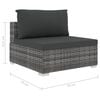 vidaXL 6-tlg. Garten-Lounge-Set mit Auflagen Poly Rattan Grau