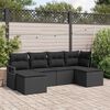 vidaXL Sofa Set mit Kissen mit Speicher 6 pcs Schwarz Poly-Rattan