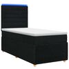 vidaXL LED Boxspringbett mit Matratze Schwarz 90 x 190 cm Stoff