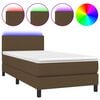 vidaXL Boxspringbett mit Matratze & LED Dunkelbraun 90x190 cm Stoff