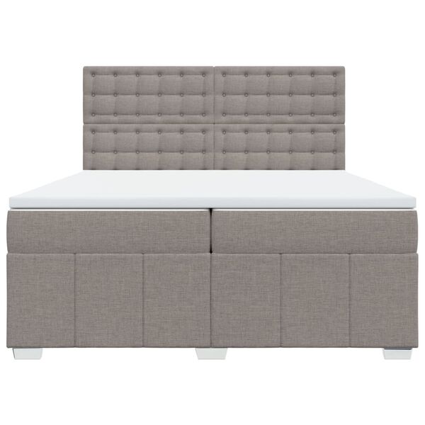 vidaXL Boxspringbett mit Matratze Taupe 200x200 cm Stoff