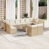 vidaXL 13-tlg. Garten-Sofagarnitur mit Kissen Beige Poly Rattan