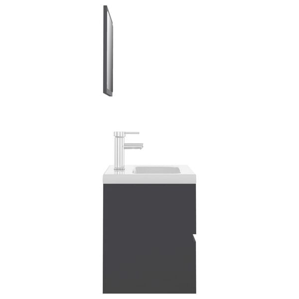 vidaXL Badm&ouml;bel-Set Grau Holzwerkstoff