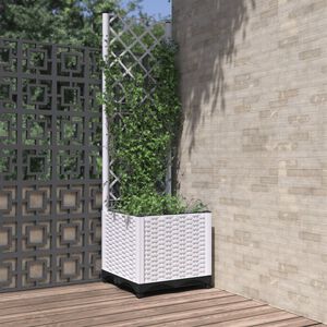 vidaXL Pflanzk&uuml;bel mit Rankgitter Wei&szlig; 40x40x136 cm PP