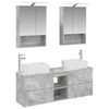 vidaXL Badezimmerm&ouml;bel-Set 5 Stk. Betongrau Ingenieurholz und Glas