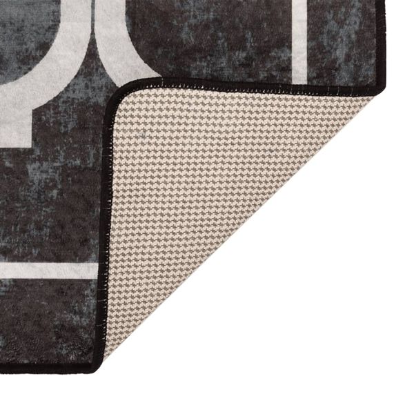 vidaXL Teppich Waschbar Schwarz und Wei&szlig; 80x150 cm Rutschfest