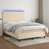 vidaXL Boxspringbett mit Matratze & LED Creme 140x190 cm Stoff