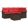 vidaXL Gartensofa-set mit Speicher 5 pcs Braun Poly-Rattan