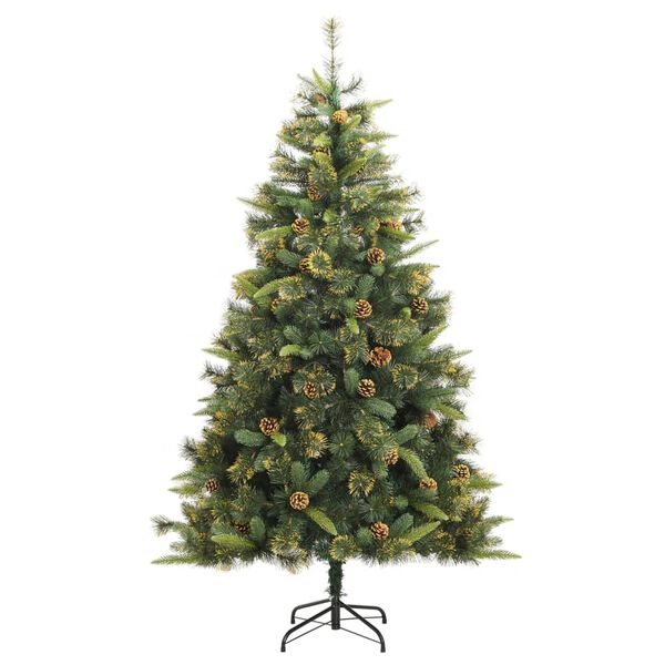 vidaXL K&uuml;nstlicher Weihnachtsbaum Klappbar mit Zapfen 210 cm