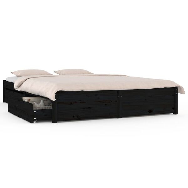 vidaXL Bett mit Schubladen Schwarz 140x190 cm