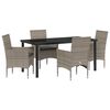 vidaXL Garten Essgruppe mit Kissen 5 pcs Grau Poly-Rattan