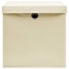 vidaXL Aufbewahrungsboxen mit Deckel 4 Stk. Creme 32x32x32 cm Stoff