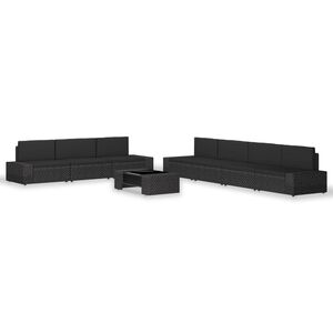 vidaXL 8-tlg. Garten-Lounge-Set Poly Rattan Schwarz