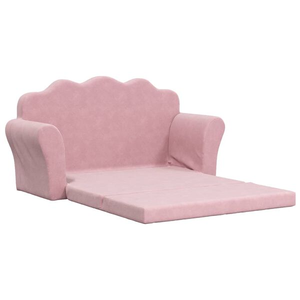 vidaXL Kinder-Schlafsofa 2-Sitzer Rosa Weicher Pl&uuml;sch