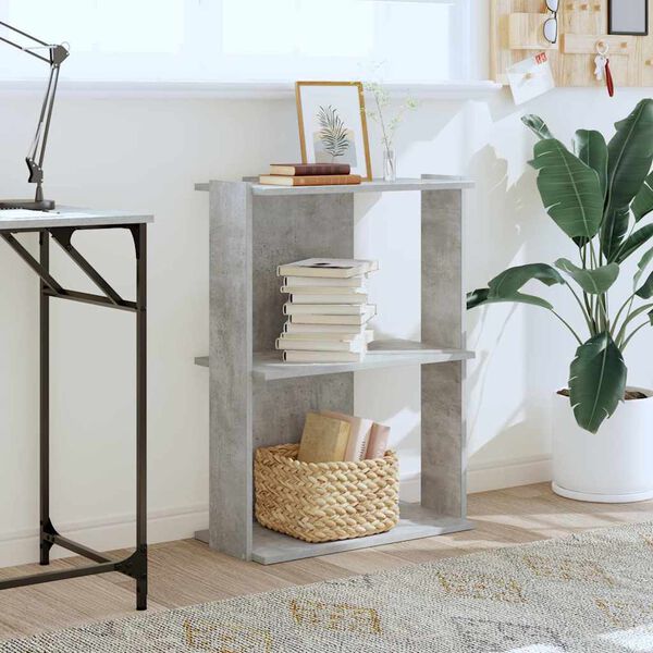 vidaXL Bücherregal 3 Böden Betongrau 60x30x80 cm Holzwerkstoff