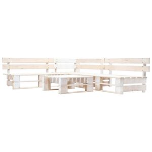 vidaXL 4-tlg. Paletten-Lounge-Set Holz Wei&szlig;