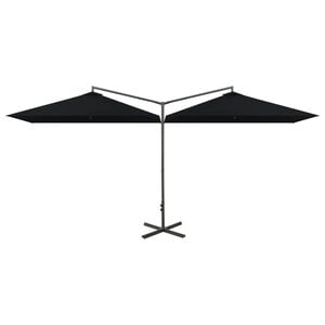 vidaXL Doppel-Sonnenschirm mit Stahl-Mast 600x300 cm Schwarz