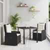 vidaXL Garten Essgruppe 3 pcs Schwarz Poly-Rattan