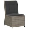vidaXL Gartensessel mit Liegefunktion und Kissen Grau Poly Rattan
