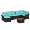 vidaXL Gartensofa-set 8 stk. Schwarz und T&uuml;rkis Poly-Rattan