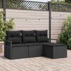 vidaXL Sofa Set mit Kissen 4 pcs Schwarz Poly Rattan