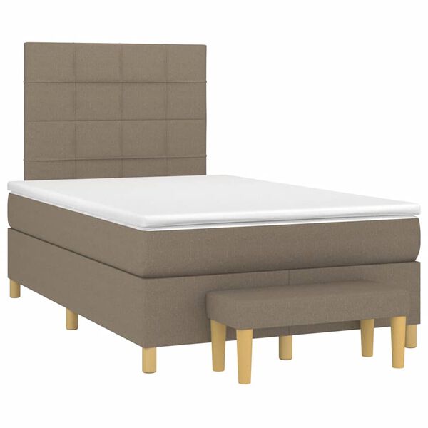 vidaXL Boxspringbett mit Matratze Taupe 120x190 cm Stoff