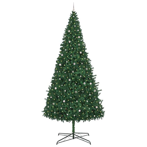 vidaXL Weihnachtsbaum mit dekorativen Lichterketten Gr&uuml;n 400 cm PVC