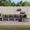vidaXL 5-tlg. Garten-Lounge-Set mit Kissen Weiß Stahl