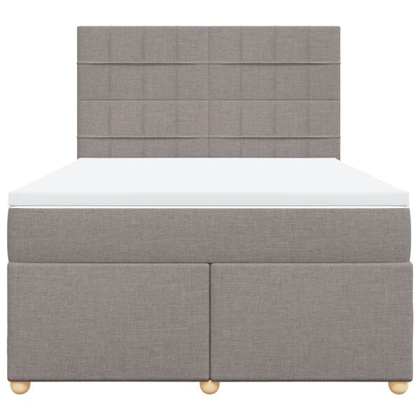 vidaXL Boxspringbett mit Matratze Taupe 140x200 cm Stoff
