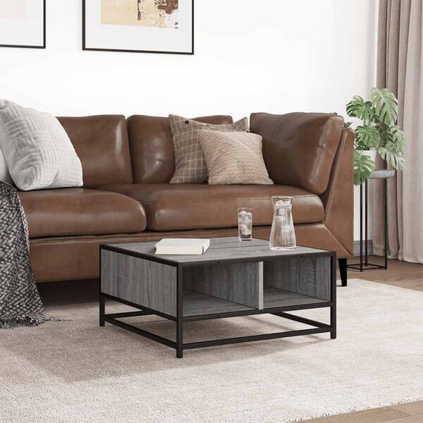 vidaXL Couchtisch Grau Sonoma 60,5x60,5x30 cm Holzwerkstoff und Metall
