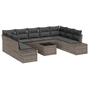 vidaXL Gartensofa-set mit Kissen 9 pcs Grau Polyrattan