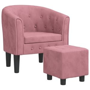 vidaXL Clubsessel mit Fu&szlig;hocker Rosa Samt