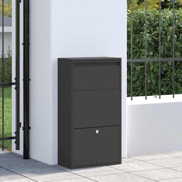 vidaXL Paketdrop-Box mit Speicher Schwarz 44 x 22 x 82 cm Stahl