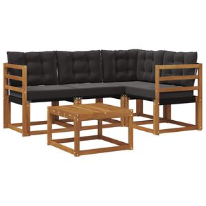 vidaXL Outdoor-Sofagarnitur 5 pcs Nat&uuml;rlich und Schwarz