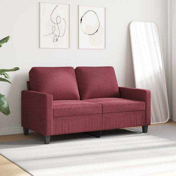 vidaXL 2-Sitzer-Sofa Weinrot 120 cm Stoff