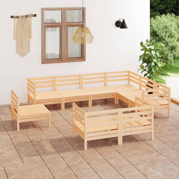 vidaXL 9-tlg. Garten-Lounge-Set Massivholz Kiefer