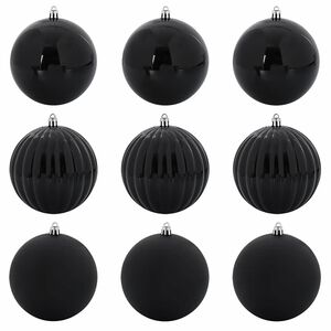 vidaXL Weihnachtskugel-Set 9 pcs Schwarz Kunststoff