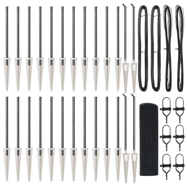 vidaXL Zaunpfosten Grau 50 x 0,6 m (12 x 12 mm Masche) Stahl und PVC