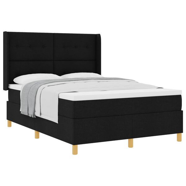 vidaXL Boxspringbett mit Matratze Schwarz 140 x 200 cm Stoff