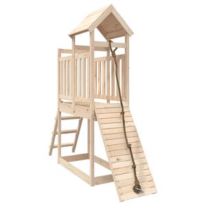 vidaXL Spielturm mit Kletterwand Massivholz Kiefer