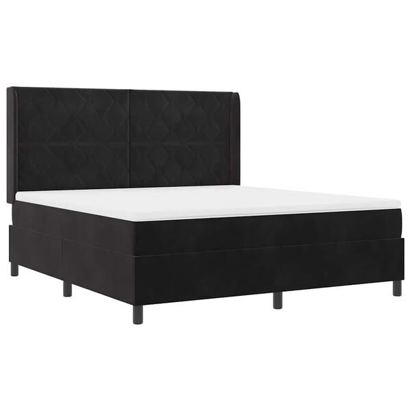 vidaXL Boxspringbett mit Matratze mit LED Schwarz 180 x 200 cm Samt