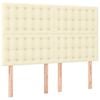 vidaXL Boxspringbett mit Matratze & LED Creme 140x190 cm Kunstleder