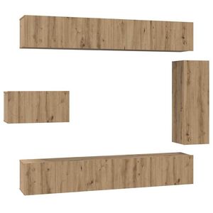 vidaXL TV-Schrankset Wandmontiert 8 pcs Artisan-Eiche Holzwerkstoff