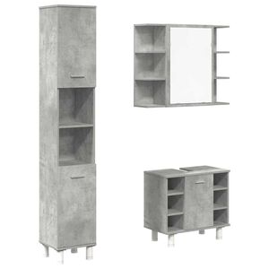 vidaXL 3-tlg. Badm&ouml;bel-Set Betongrau Holzwerkstoff