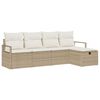 vidaXL Garten-Sofa-Set mit Kissen mit Speicher 5 pcs Beige Poly Rattan